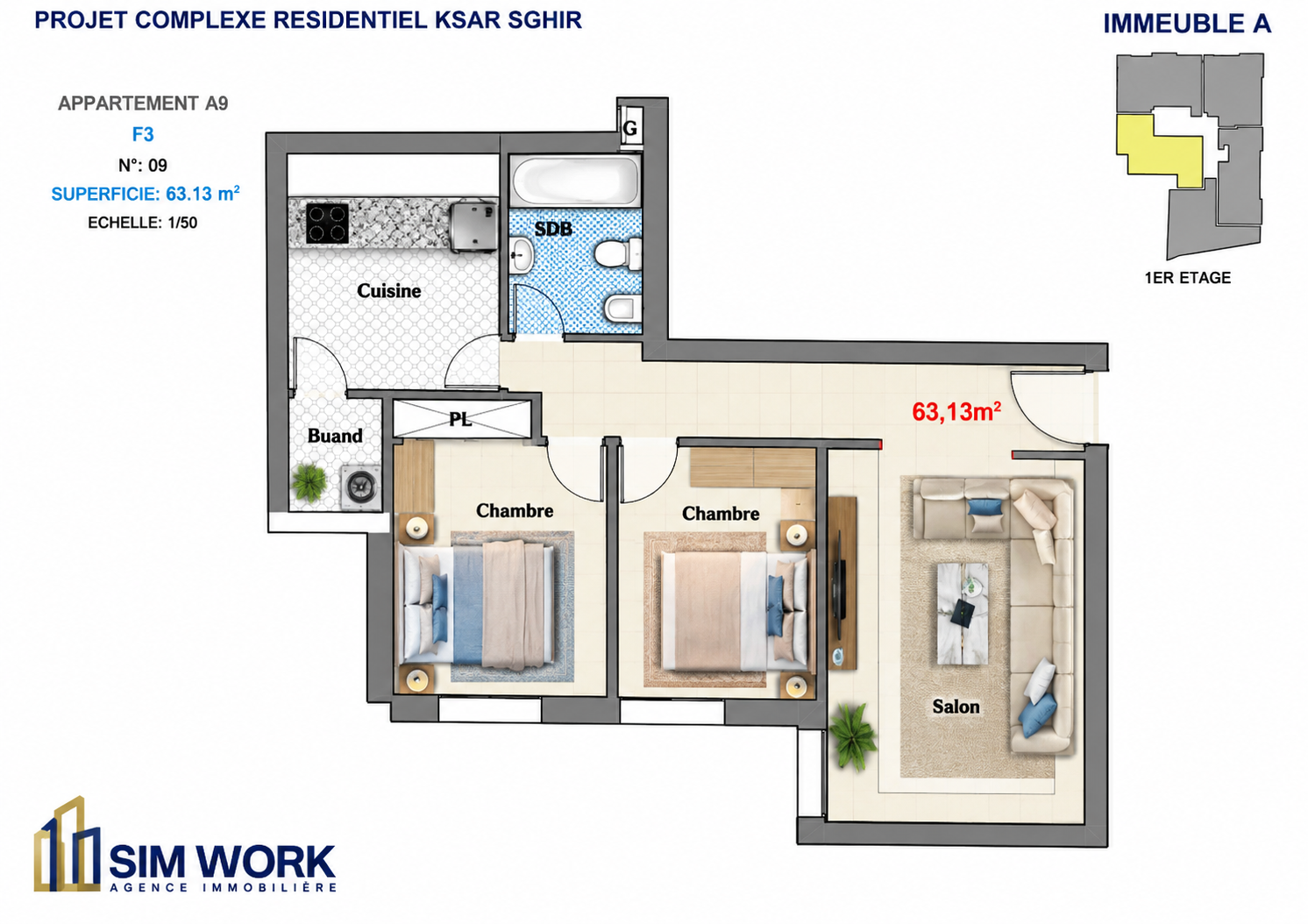 Résidence Anita – Programme neuf à Ksar Sghir, Tanger | Appartements de 50 à 85 m²